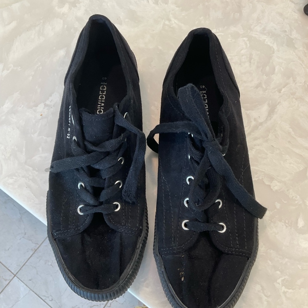 H&M Divided Concept No. 52 black canvas platform lace-up sneakers, Sz 8.5 - Picture 2 of 12